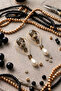 Stone and Pearl Flying Balloon Earrings 8 Cm. - 2
