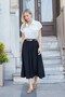 Women's Silky Textured Modal Fabric High Waist Skirt with Side Pockets and Elastic Waistband - Black - 3