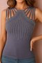 New Season Women's Stylish Stoned Event Viscose Blouse with Ribbon Detail on the Shoulders - 3