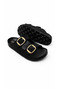 Women's Gold Double Buckle Anatomical Comfortable Stylish Soft Sole Slippers - 3