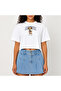 Crop T-Shirt White Printed Relaxed Fit Raw Cut Basic Short Tshirt
