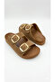 Women's Gold Double Buckle Anatomical Comfortable Stylish Soft Sole Slippers - 2