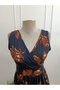 Women's strappy, crossover neck, wide cut, detailed slit, long supreme dress - 7