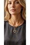 Gold Color Plated Flower Model Quarter Stone Necklace - 2