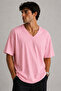 Basic V-Neck Unprinted Unisex Oversize T-Shirt – Cotton Casual Daily T-Shirt