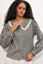 Women's Dandel Collar Plaid Shirt 20387 - Black