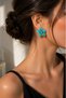Women's Flower Earrings Tulle Textured Premium Design Stylish Gold Detailed Earrings - 3