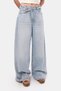 Women's Denim Color 4S6-3 Mega Baggy Fit Belt Detailed Loose Fit Denim Jeans