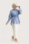 6508 - Stylish Comfortable Tie-Dye Detailed Woven Soft Poplin Fabric Women's Peach Shirt - 2