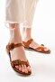 205-091 Tan Orthopedic Genuine Leather Women's Sandals - 3