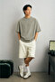 Unisex Gray Oversize 100% Cotton Front Printed Crew Neck Street Style T-Shirt Creative - 2