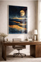 Night View Moon and Golden Hills Themed Glass Painting - White Metal Framed Painting for Home, Business, and School - 3