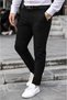 Men's Black Slim Fit Flexible Lycra Linen Trousers