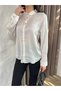 Women's Soft Satin Textured Gold Foil Button Detailed Stylish Shirt - 2