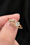 Minimalist Star Detailed Zircon Stone Gold Adjustable Women's Ring - 2