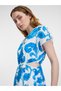 Rochie de damă modră, cu model - 3