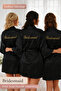 Set of 5 Black Bridesmaid Robes - Bride Team Robe Set with Bridesmaid Writing - 2