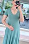 V-Neck Pocketed Viscose Combed Cotton Dress 6Y011 - 4