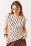 Women's Polka Dot Blouse with Gathered Shoulders and Waist in White - 3