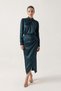 Emerald satin midi dress with neck and waist detail - 2