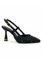Women's Evening Dress Shoes with Stone Detail, Pointed Toe, Open Back, Heeled Shoes - 3