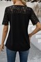 Women's Short Sleeve Lace Detailed Side Buttoned Waffle Blouse - 4