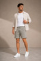 Men's Khaki Pique Fabric Elastic Waist Lace-Up Shorts - 4