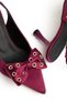 Zerda Women's Burgundy Satin Bow and Gold Detailed Classic Heeled Shoes - 3