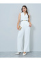 White Belted Waistcoat Vest Top and Wide-leg Pants Co-Ords