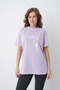 Women's Minimalist Cat Silhouette Printed Round Neck Lilac Casual Cotton T-Shirt - 4