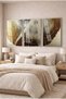 Kintsugi Ruhu Gold Textured Abstract 3-Piece Glass Painting Set - Silver Metal Framed Home and Office Painting - 2