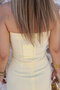 Yellow Lycra Strapless Midi Dress - 5