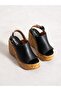 Ferano Black Wedge Heeled Women's Sandals - 2