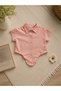 Girl's salmon-colored 95% cotton knit shirt with tie detail and patterned woven pants - perfect for holidays and special occasions. - 3