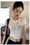 Chiikawa''You Should Be Happy'' Y2K Short Sleeve Crop Blouse