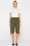 Women's Bermuda High Waist Wide Leg Pocket Detailed Lace-Up Flat Pattern Denim Rigid Short - 4