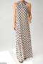 Women's Premium Polka Dot Patterned Pleated Maxi Cream Dress