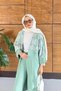 Women's Tulle Floral Embroidered Bat Sleeve Linen Suit - 3