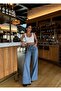 Stone Embellished High Waist Wide Leg Jean Trousers - 5
