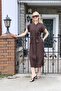 Belt Detailed Ornamental Pocket Brown Dress - 6