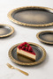 7 Piece Smoked Glass Cake Plate Presentation Tray Set with Gold Pattern - 4