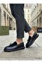 Aba0005 New Season Thick Soled Black Suede Loafer Shoes - 7