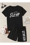 Let Me Sleep Printed Men's Premium Oversize Top and Bottom Set T-Shirt and Shorts Set
