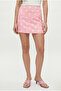 Women's Lined Pink Polka Dot Woven Mini Skirt with Polka Shorts - 4