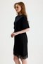 Black Half Sleeve Knee Length Skirt Hem Lace Dress - 5