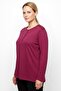 Women's Dark Pink Button Detailed Combed Cotton Blouse - 2