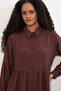 Women's Buttoned Long Hijab Dress 2591 - Brown - 2