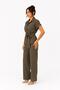 Women's Button-Detail Shirt with Collar and Belt 2-Piece Set - 4