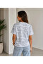 Batik Patterned T-Shirt Crew Neck Short Sleeve Regular Fit T-Shirt - Gray - 2