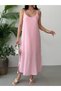Pink Adjustable Strap Lined Muslin Dress - 5